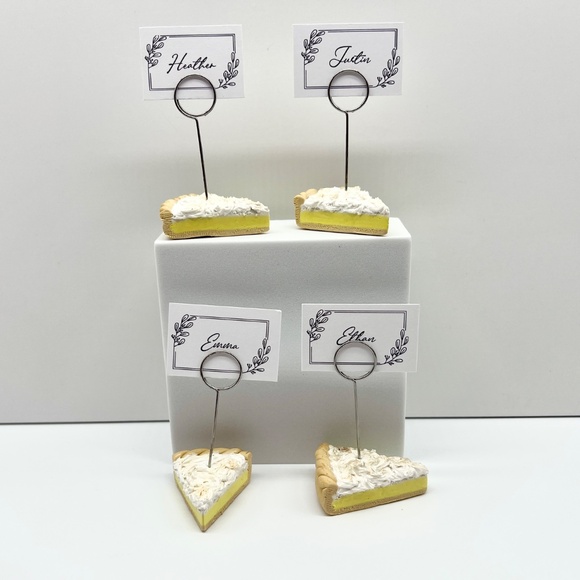 Lemon Meringue Pie Place Card Holders – Set of 2 | Handmade Clay Table Decor - Picture 12 of 16